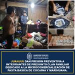 Dan prisión preventiva a integrantes de presunto clan familiar dedicado a la microcomercialización de pasta básica de cocaína y marihuana.