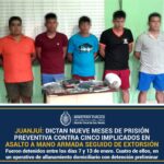 Dictan nueve meses de prisión preventiva contra cinco implicados en asaltos a mano armada seguido de extorsión