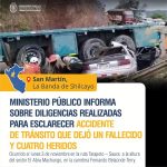 Ministerio Público informa sobre diligencias realizadas para esclarecer accidente de tránsito