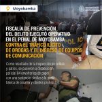 Fiscalía ejecutó operativo en penal contra el tráfico ilícito de drogas e ingreso de equipos de comunicación
